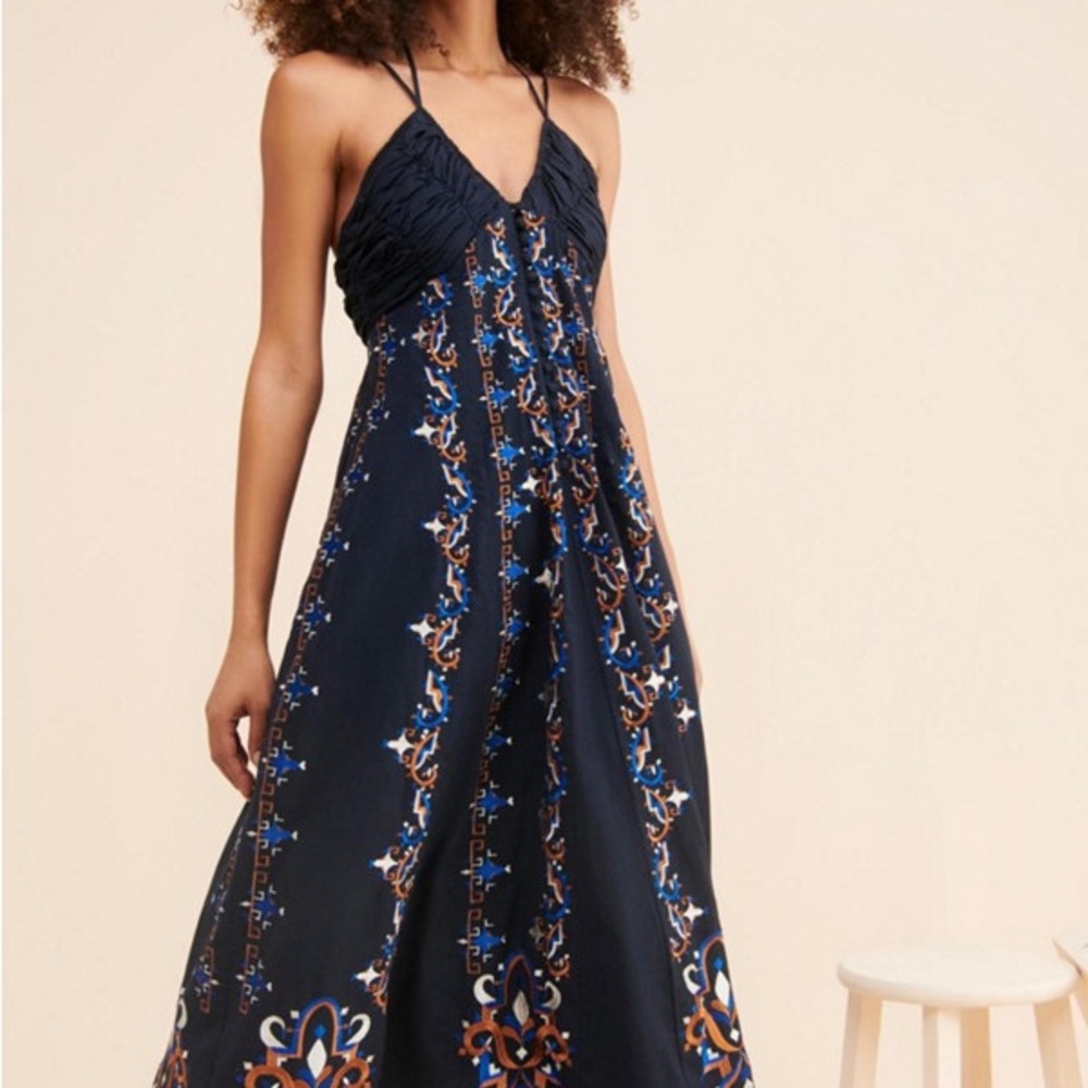 Black Sequin Tie Front Halter Maxi Dress
